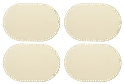 PATIKIL 4 Stück Gehäkelter Korbboden 30 x 20cm Oval Korb Basis aus Holz zum Häkeln Holzboden mit Löchern Häkelkorb Zubehör für DIY Korbflechten Webbedarf Weben Kunsthandwerk