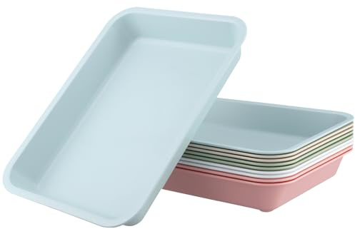 NGOSUET 10 Stück Plastik Tablett Rechteckig, 30.5x23x4.5cm Kunststoff Serviertablett Rechteckig, Wiederverwendbare Kunststoff Tablett Servierplatten für Küche Restaurant, 5 Farben