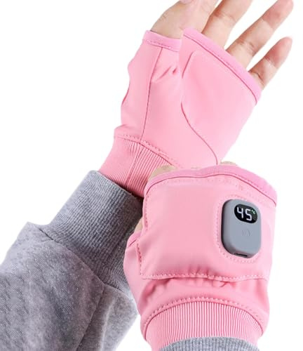 Yumneo Guantes de trabajo con calefacción, guantes calefactables recargables sin dedos, guantes de equitación con calefacción ajustable de Touchscreen 3 velocidades, guantes de medio dedo, guantes de