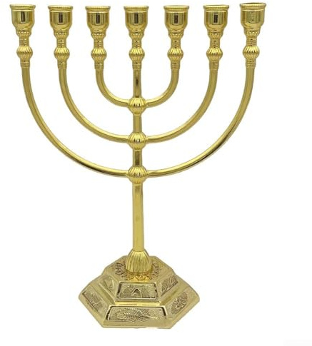 Wunderschöner Menora-Kerzenständer mit 7 Zweigen, fesselnder Mittelpunkt für Partys und Veranstaltungen (Gold)