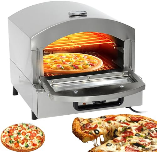 Eastnmythet Forno per Pizza Elettrico/A Gas da Banco con Pietra per Pizza da 12 Pollici, Macchina per Pizza per Cucinare Pizza, Bistecca, Pollo,Electric