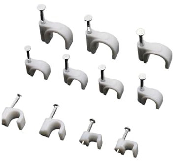 XLANDALYUEFA Ordinato per Cavi Fermacavi for Cavi, fermacavi for Cavi, 100 Pezzi fermacavi fissi da 5 mm Piatti o Rotondi o circolari con chiodo, fermacavo Circolare a U con chiodo