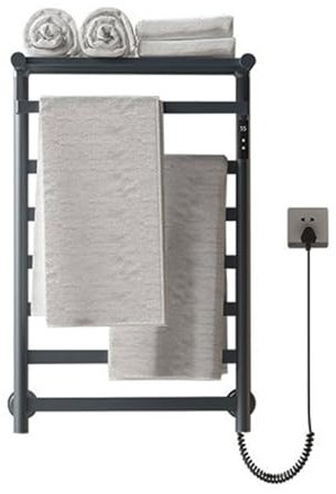 Scaldasalviette Elettrico da Parete, portasciugamani Elettrico in Acciaio Inox con ripiano Superiore, portasciugamani per Bagno con Schermo LCD, Timer, Temperatura costante,