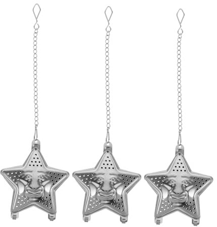 FUNNETOYU 3pezzi Infusori Per Tè Acciaio Inossidabile Forma Di Stella Da Filtri Per Tè Sfumato Rete Fina Diffusori Riutilizzabili Con Catena Per Aromatizzare e Spezie