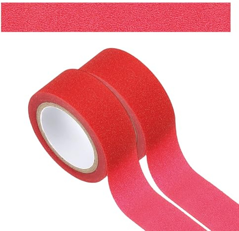 PATIKIL 2 Rollos De Cinta Washi Brillante, Cinta Decorativa De Película Brillante, Rojo Transparente