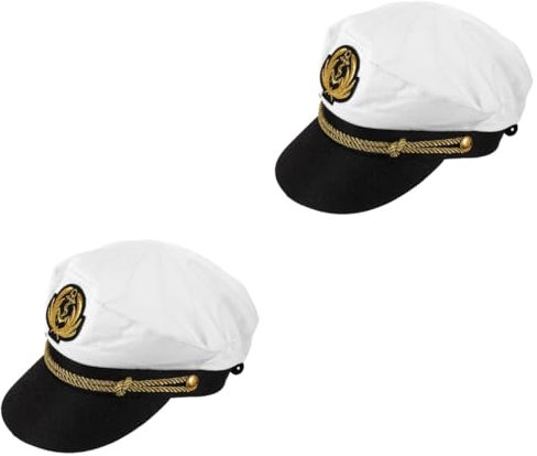 SHERCHPRY 2pcs Boating Captain Hat for Men Sailor Hat Prop for Adult Stage Performance Cosplay