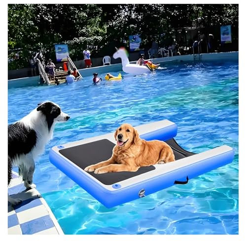 Foldable Dog Ramp with Pump, Floating Dock Ladder for Swimming Pets, Supports Up to 105kg, Ideal for Pool Lake Sea
