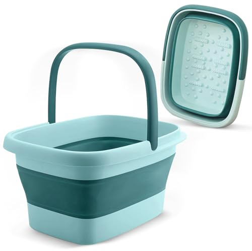 Bain de Pieds, Bassine Pied de Pliable, Bassine Pied Portable Pliable avec Poignée, Baignoire pour Pieds avec Picots de Massage, pour Bains de Pied, Relaxation, Lavage de Voiture, Pêche