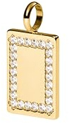Purelei Glimmer Charm mit Gravurfläche – Rechteckiger Charm mit Zirkonia-Rahmen aus Edelstahl, vergoldet oder rosévergoldet – personalisierbar – 15 x 22 mm - wasserfest