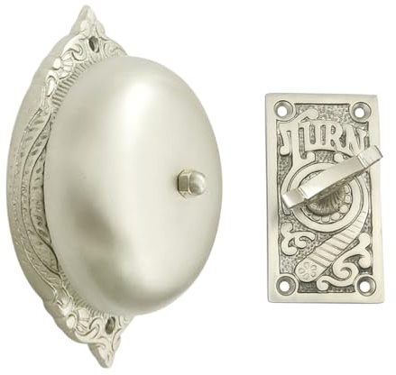 Shristy Hardware Elohim Brass Manual Old Fashioned Door Bell – Vintage Twist Bell – Mechanical Turn Door Bell for Home – (Pack of 1 Satin Nickel Finish) PT-2