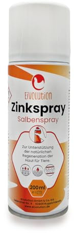 eivolution Zinkspray 200 ml - Hautpflege-Spray für Hühner und Tiere | Salbenspray mit Zink, ohne Antibiotika - weiße Farbe zur Kannibalismusprophylaxe bei Geflügel