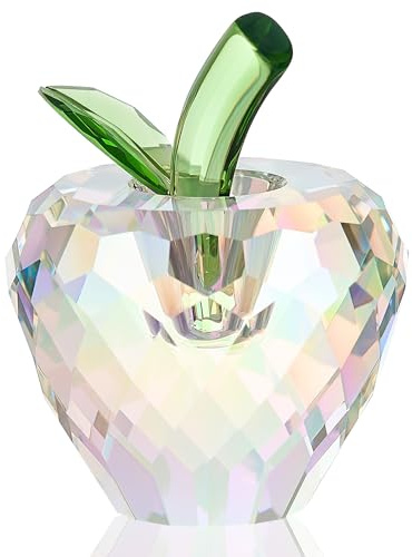 RONG KRISTO Crystal Apple Ornament Glass Fruits Collectibles Apples for Home Office Kitchen Table Decor（Colorful）