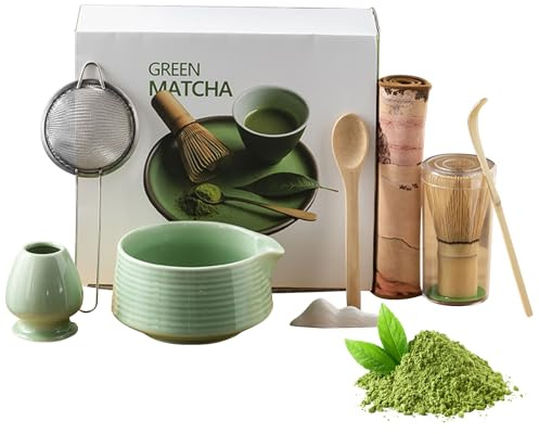 Anluomafuy Matcha Kit - Té Matcha Kit de 8 Piezas, Juego de Té Matcha con Cuenco de Matcha, Batidor Matcha, Paño de Cocina,Kit Matcha para la Ceremonia del Té para Amantes Del Matcha