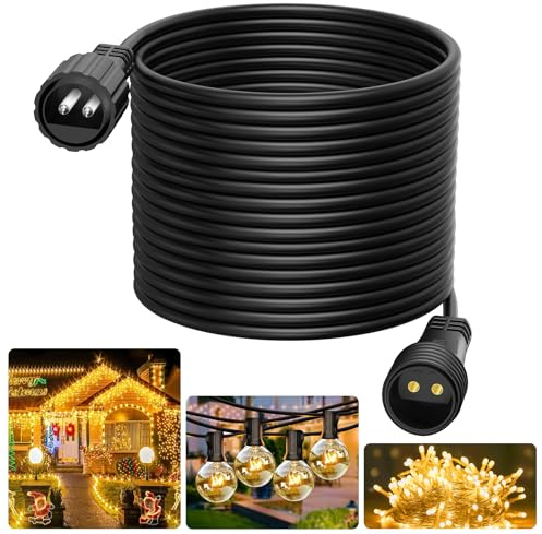 Extensor de cadena de luces LED de 10 m, 2 polos, cable de extensión exterior impermeable IP65, para guirnaldas luminosas, estalactitas, luces de Navidad, luces de red, guirnalda solar