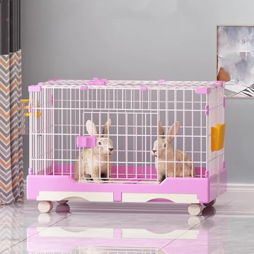 Hundebox, Kaninchenstall für drinnen mit Rädern und ausziehbaren Schubladen, leicht zu reinigendes Laufgitter für Kaninchen