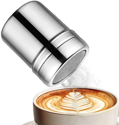 Salière et vaporisateur de poudre en acier inoxydable – Bouteille d'arrosage à mailles fines pour sucre en poudre, farine, épices – Épandeur professionnel pour café, latte, pâtisserie et cuisine