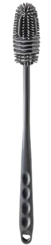 Silicone Bottle Brush with Long Handle, Flexible Cleaning Tool for Baby Bottles, Flasks & Glassware, Soft Grey Kitchen Scrubber for Narrow Neck Sports Bottles & Vases（26cm）