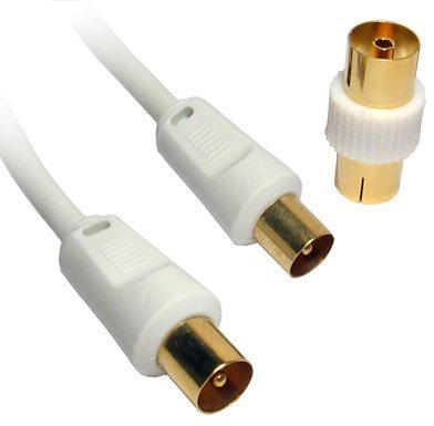 SSL Satellites - 1,2.3,4,5,10,15,20 Metre Male to Male RF TV Aerial Lead Cable Coaxial Extension Female Digital with Coupler (5 Meter)