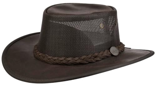 Barmah Foldaway Cooler Lederhut Cowboyhut Westernhut Herren - Made in Australia mit Lederband Frühling-Sommer Herbst-Winter Frühjahr Sommer Herbst Winter - XXL (62-63 cm) braun