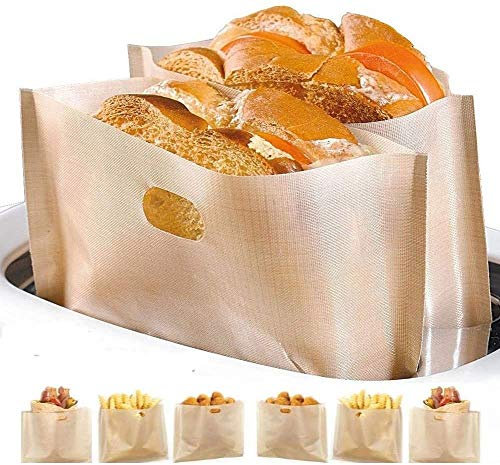 Sacchetti per tostapane, riutilizzabili, antiaderenti, per pane, pane, snack, microonde, griglia, formaggio, senza BPA, 17 x 19 cm 6 pezzi