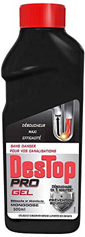 DESTOP Lot de 4 Gels Déboucheur Canalisation Pro - 500 ml