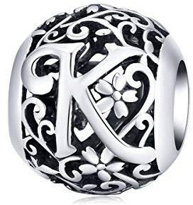 Qings Charm Buchstabe Silber - Buchstabe Initiale, Bead Charms Buchstaben Silber 925, Charm Buchstabe K