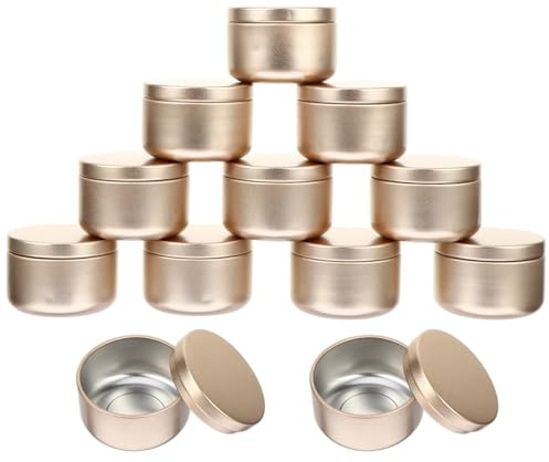 Healifty 12Pcs Empty Candle Jars Metal Candle Containers Aluminum Making Tins for Essential Oil Candles Refillable Canisters