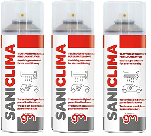 Magazzini GM SANICLIMA, Igienizzante Spray per Climatizzatori di Casa e Auto, gradevolmente profumato a base alcolica 400ml (3 Pz)