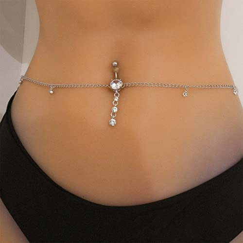 Inateannal Pancia Anello Vita Catena Strass Cristallo Nappa Pancia Catena Sexy Non Piercing Ombelico Anello Corpo Catena Spiaggia Bikini Imbracatura Corpo Accessori Gioielli Per Donne E Ragazze