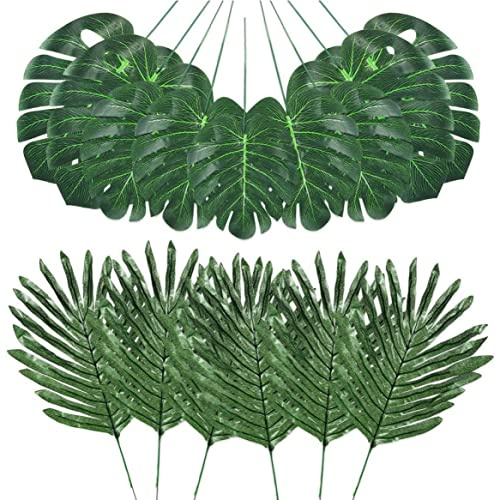 HoveeLuty Feuilles De Jungle De Fausses Feuilles Simulation De Palmier Artificiel Feuilles De Fausses Tiges De Plante Tropicale