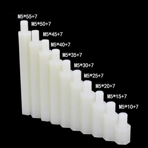 100stk M5 Innen/Aussen Hex Nylon Kunststoff Sechskant Distanzbolzen Abstandsbolzen Abstandhalter mit Mutter spacer Standoff nuts (M5x25)