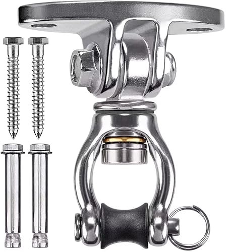 SELEWARE Soporte para saco de boxeo de 760 kg de capacidad, acero inoxidable, giratorio 360°, SUS304, gancho para techo, columpio, gancho para colgar con tornillo para hormigón, madera, juegos,