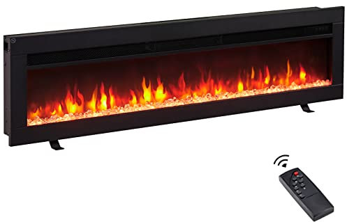 FlameKo Dilton 50/127cm 3 in 1 Electric Fireplace With Logs, Freestanding, Wall Mounted, Recessed, 9 Colour Flame Effect, Media Wall Compatible, 900W - 1800W Heater, Remote Control