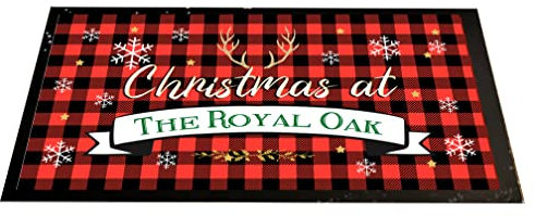 Tapis de bar de Noël personnalisé – Tapis de boissons de Noël pour bar à la maison – Buffalo Check Festive Beer Runner