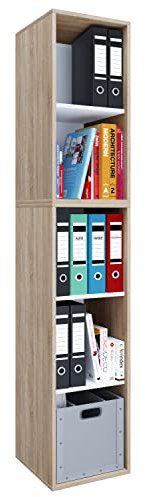 VCM Holzregal stehend | platzsparender Aktenschrank | Maße ca. H. 184 x B. 35 x T. 37 cm | Elegantes Regal | Büroregal – Lona I 5f