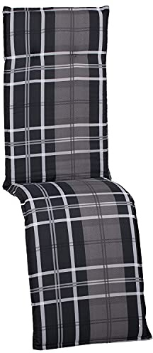 NYVI Auflage Barcelona für Relaxliegen/Relaxstühle 171x50 cm Anthrazit/Weiß/Grau Karo - Liegenauflage mit Komfortschaumkern und Bezug - Sitzpolster für Gartenliegen & Relaxsessel