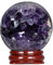 KYEYGWO Natürlichen Amethyst Drusen Kugel Figur mit Holzständer, Poliert Runde Steinkugel Kristall Sphere Drusensegment Rohstück Wahrsagerkugel Dekorative Steine Specimen Fengshui Ornamente, 51-60mm