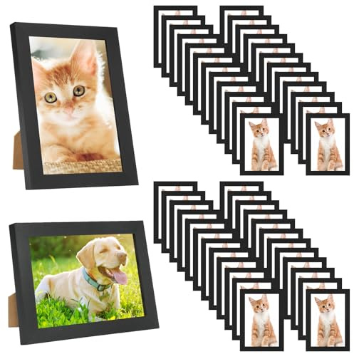 YOUKE OLA Set of 50 Picture Frame Bulk Photo Frames Wall Mounting Simple Photo Frames Multi Picture Frames for Wall or Tabletop, Black