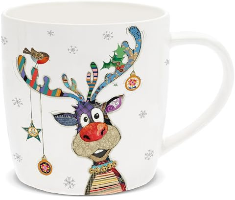 Lesser & Pavey Rudolph Mug for Hot Drinks | Reusable Fine China Coffee Cups for Kitchen & Home | Durable Printed Tea Mugs for Every Occasion | Long-Lasting Cup for All Types of Beverages