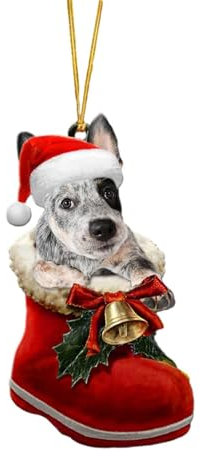 Weihnachtsbaumanhänger Weihnachts Weihnachtsbaum Anhänger Niedlich Hunde Acryl Weihnachtsdeko Christbaumanhänger Rucksack Auto Hängende Ornamente Weihnachtsanhänger (4-C, 8cm)