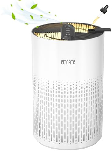 FITNATE Air Purifier, Air Filter for Home, Up to 215 ft², Removes 99.9% of Allergens, HEPA Filter with Essential Oil Diffuser for Pet Dander, Dust, 20dB Quiet Air Cleaner for Bedroom, White