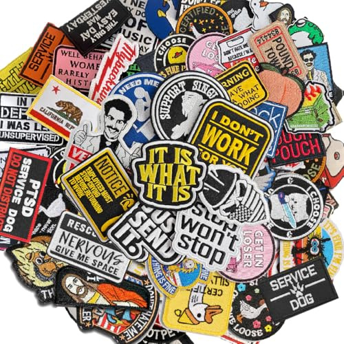 AXEN 20 Pieces Random Tactical Morale Patch Bundle, Full Embroidery Loop and Hook Patches Set for Caps, Bags, Backpacks, Vest, Military Uniforms,Tactical Gears Etc