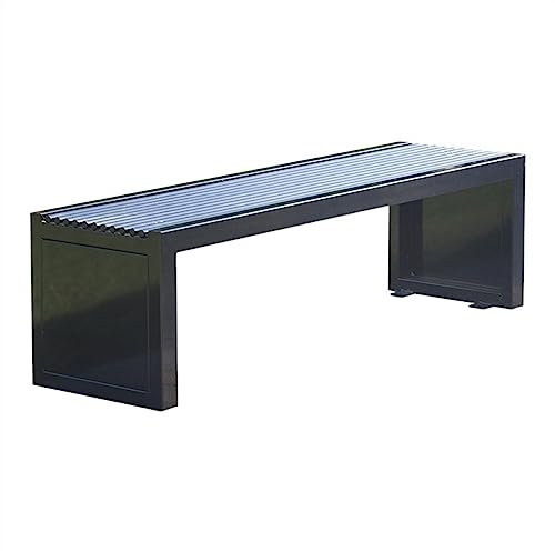 WAOCEO Metallbank 59,2/70,8 Outdoor-Bank ohne Rückenlehne, Parkbank aus schwarz lackiertem Metall, Beine mit Stahlkonstruktion und Rundrohrsitze, Gartenbank Sitzbank (Size : 180x42x