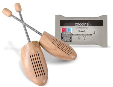 Cocciné - Schuhspanner Holz und Reinigungstücher-Set, Schuhspanner zum Füllen von Schuhen aus Naturholz, Stahlfeder Feuchtigkeits und verformungsbeständig Beseitigen Falten im Leder - Gr. 39-40
