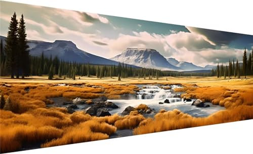 Landschaft Diamond Painting Groß XXL 270x90cm, Diamond Painting Set Basteln Erwachsene, 5D DIY Wiese Diamant Painting Bilder Erwachsene, Diamond Painting Zubehör für Zimmer Wand Deko Aesthetic S-1