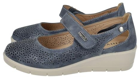 ZAPATOP 25M208 Merceditas para Mujer en Color Jeans, Cinta Textil Adhesiva y Plantilla Extraible, Bailarinas Ligeras y Frescas para Llevar en Verano Mujer Manoletinas Jeans 39