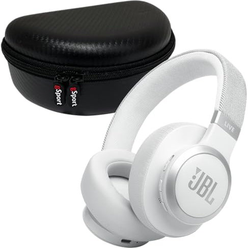 JBL Live 770NC - Cuffie wireless over-ear con cancellazione del rumore, con custodia gSport (bianco)
