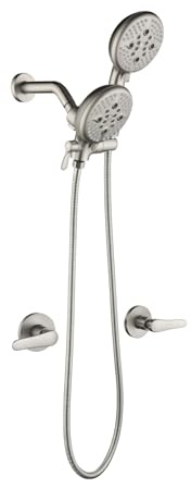 2 Handle Shower Faucet Shower System Complete 2 in 1 Shower Combo Set with Handheld Showerhead Shower Trim Kit Shower Fixtures Brushed Nickel