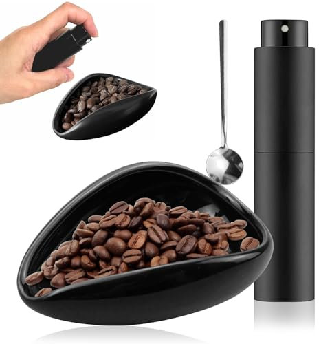 suaywo 1 Satz Kaffeebohnen Dosierbecher und Sprühflasche Set Kaffeezubehör Keramik Dosierschale Kaffeebohnen-Dosierbecher Geeignet Kaffeeliebhaber, Frauen, Männer für Kaffee, Tee, Brauen