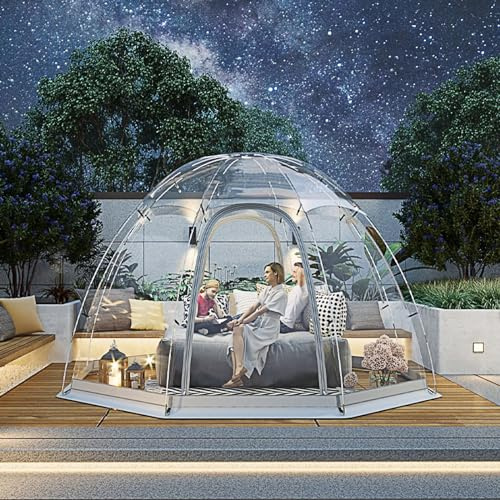 Blasenzelt, Aufblasbare Kuppel, 12,5' x 12,5' Transparentes Zelt, Tragbares Transparentes Zelt für 8–10 Personen, Reisezelt, Tragbare Pavillons im Innenhof, Wetterfest und Kältebeständig